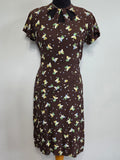 Cold Rayon Lady and Fan Novelty Print Dress <br> (B-36" W-27" H-35")
