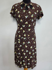 Cold Rayon Lady and Fan Novelty Print Dress <br> (B-36" W-27" H-35")