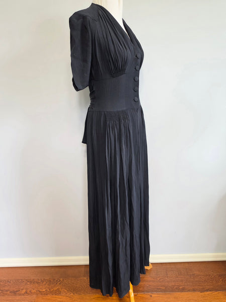 German Black Gown Long Evening Dress <br> (B-36" W-30" H-42")