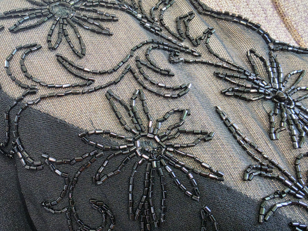Black Rayon Gown Beading and Peplum <br> (B-36" W-28" H-34")