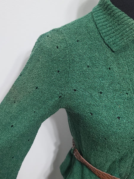 Green Knit Top and Skirt Set <br> (B-36" W-26" H-36")
