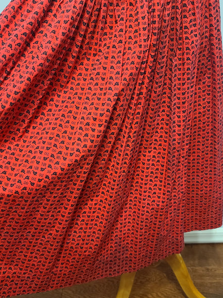 Heart Novelty Print French Oui Non Dress <br> (B-36" W-29" H-37")