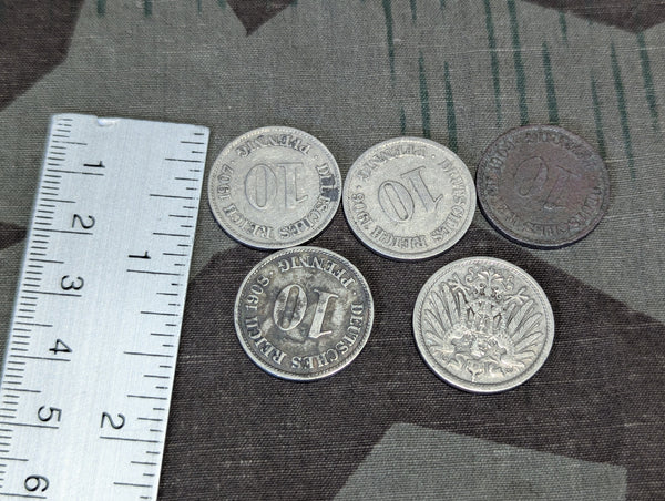 Lot of 5 pre-WWI German Coins 1906-1909
