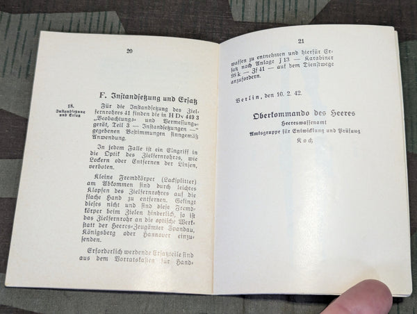 Original K98 Zf41 Scope Manual D 136/1 1942