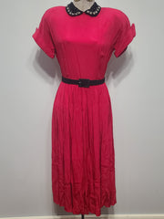Bright Pink Dress with Velvet Collar <br> (B-37" W-27" H-41")