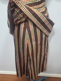 Brown Plaid Stripe Peplum Dress <br> (B-34" W-24" H-34")