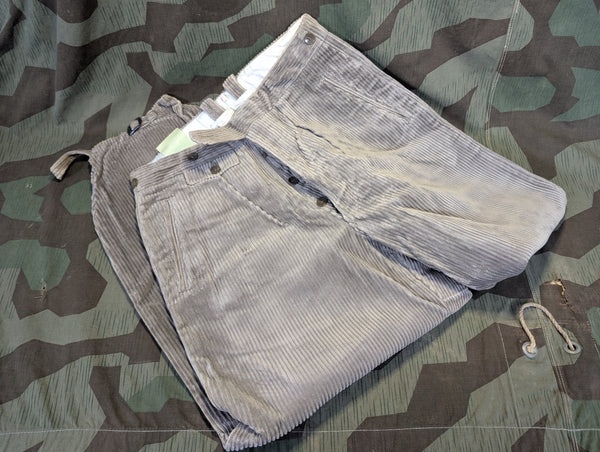 German Gray Corduroy Gray Plus Four Trousers (Small)
