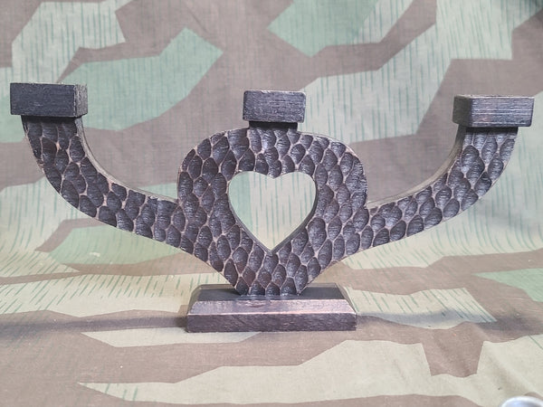German Hand Carved Heart Shaped 3 Candle Holder