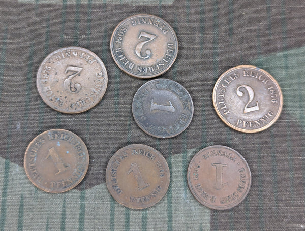 Imperial German Pfennig Coins WWI & Earlier (Lot of 7)