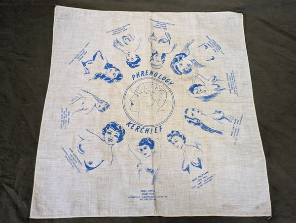 Reproduction Risqué Pinup Phrenology Kerchief Bandana