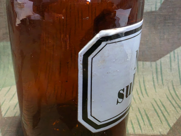 Natr. Sulf. Sicc. German Glass & Enamel Apothcary Bottle