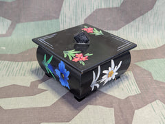 Wood Edelweiss Carved Jewelry or Keepsake Box