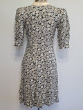 German Black and White Flower Print Dress <br> (B-34" W-26" H-32")
