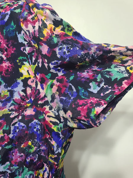 Purple Flower Print Dress <br> (B-48" W-40" H-49")