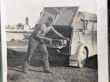 Lot Of 3 Original Photos Vehicles & Folding Stool