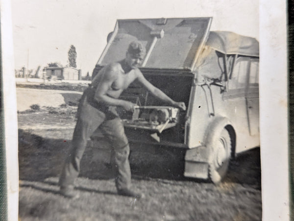 Lot Of 3 Original Photos Vehicles & Folding Stool
