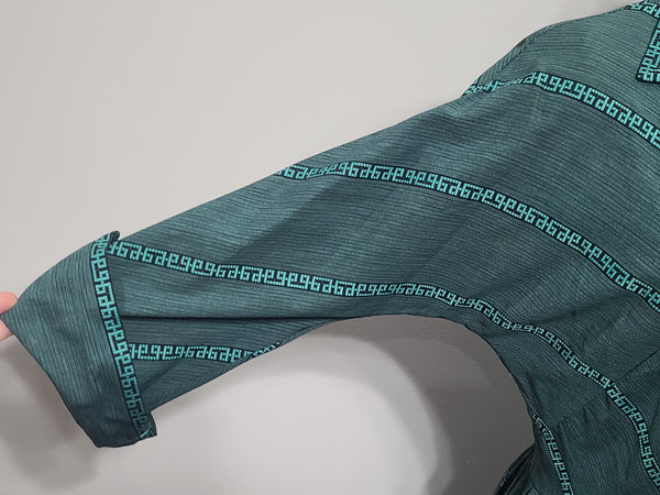 Teal Green Stripe Design Dress <br> (B-34" W-27")
