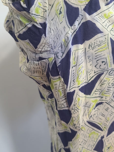 Newspaper Novelty Print Dress (as-is) <br> (B-34" W.25.5" H-34")