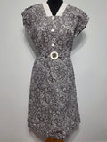 Black and White Print Dress Flower Belt Buckle <br> (B-42" W-36" H-41")