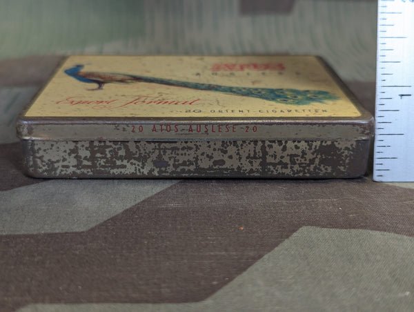 Atos Auslese Cigarette Tin with Peacock