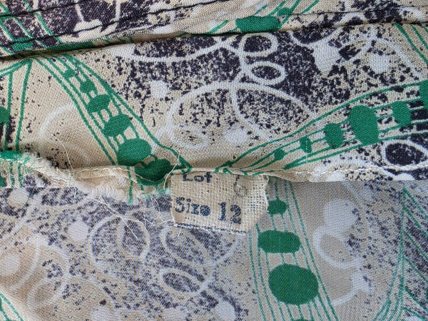Green Print Peplum Blouse <br> (B-36" W-26")