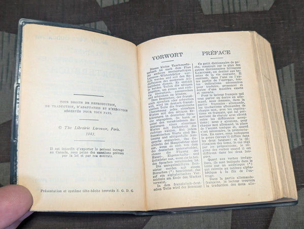1943 French -German German - French Vinyl Cover Dictionary
