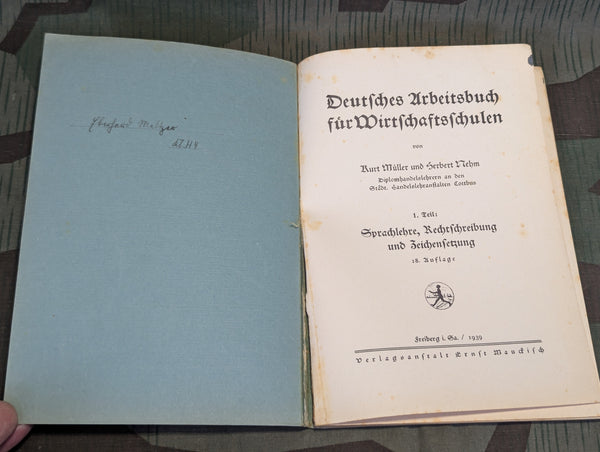 1939 Deutsches Arbeitsbuch Für Wirtschaftsschulen