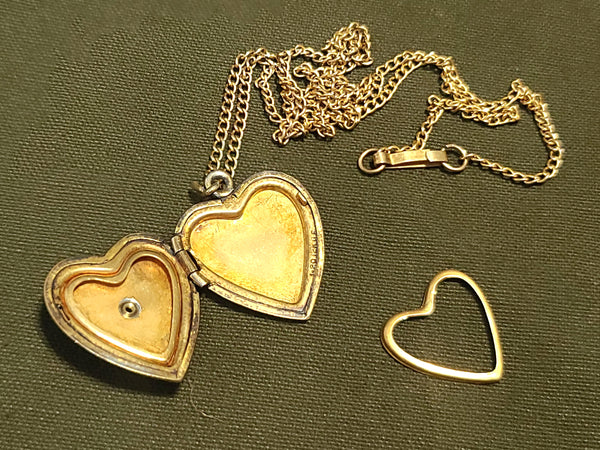 Marine Corps Sweetheart Heart Locket Necklace Mother of Pearl