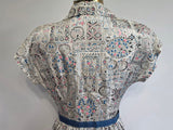 White Blue Pink Abstract Print Dress <br> (B-34" W-25.5" H-42")