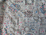 White Blue Pink Abstract Print Dress <br> (B-34" W-25.5" H-42")