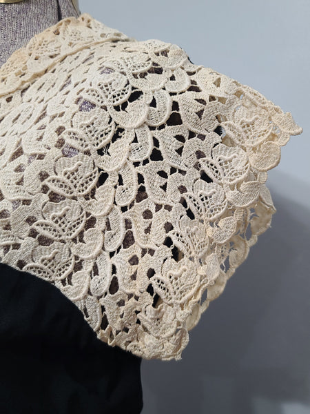 Black Rayon Peplum Dress with Lace Top <br> (B-34" W-27" H-37")