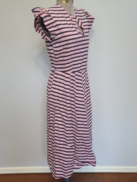 Pink and Dark Blue Striped Dress <br> (B-36" W-27" H-38")