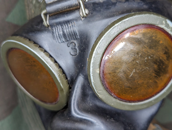 M38 Gas Mask in Late War Can with Lenses, Cloth, and Retainer