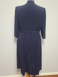 Dark Blue Rayon Dress with Polka Dots <br> (B-46" W-37" H-43")