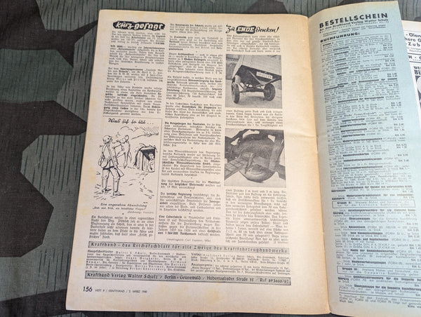 Kraftfahrzeug Handwerk Heft 9 2 March 1940 Krafthand