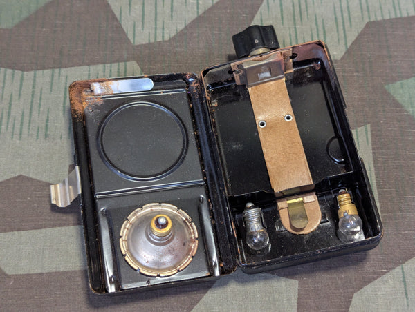 Wehrmacht Style Daimon Flashlight Leather and Wire Button Loop Light Rust