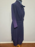 Dark Blue Rayon Dress with Polka Dots <br> (B-46" W-37" H-43")