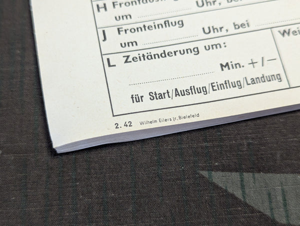 Original Blank Form Booklet for Luftwaffe Flight Records 1942