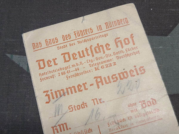Hotel Deutscher Hof Hanger & Room Card (Das haus des Führers in Nürnberg)