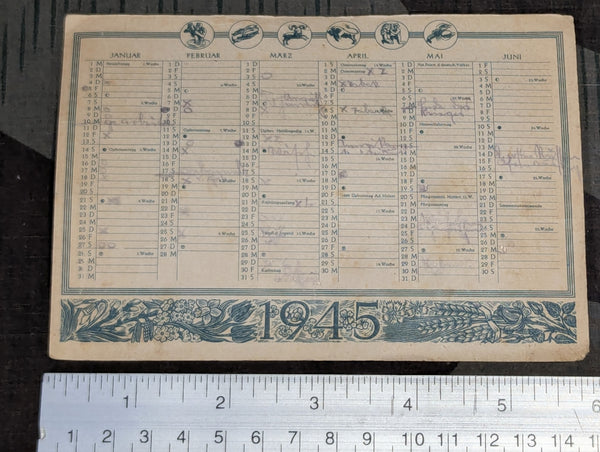1945 Small Calendar (Postcard Size)