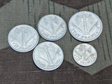 Lot of 5 Vichy French Francs Coins