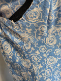 Blue White Print Dress with Red Accents <br> (B-38" W-32" H-41")