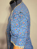 Blue Cold Rayon Flower Print Dress <br> (B-42" W-40" H-45")