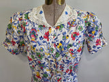 Brightly Colored Flower Print Dress <br> (B-38" W-28" H-33")