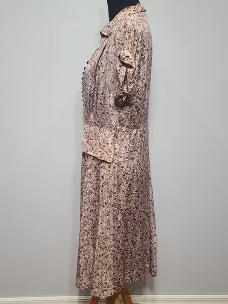 Lavender Rose Print Dress <br> (B-41" W-34" H-42")