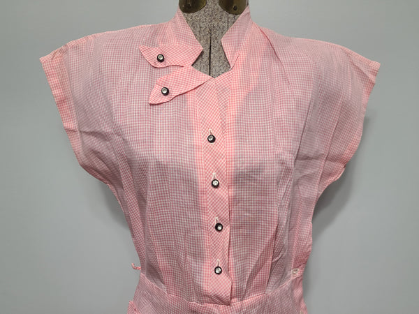 Lightweight Pink Gingham Dress <br> (B-36" W-26.5" H-36")