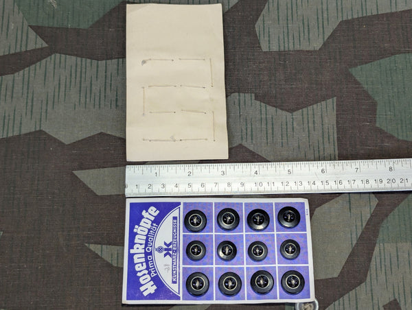 Original Card of 12 Trouser Buttons Hosenknopfe 17mm & 15mm