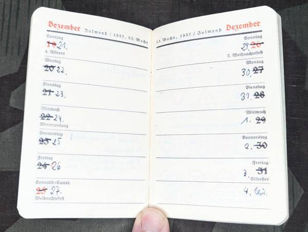 1937 Changed to 1941 Pocket Calendar