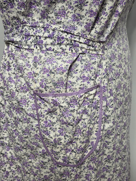 Purple Flower Print Dress <br> (50" Bust)