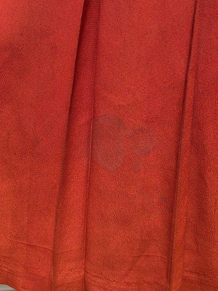 Orange Rayon Dress with Scalloped Edges <br> (B-40" W-30.5" H-38")